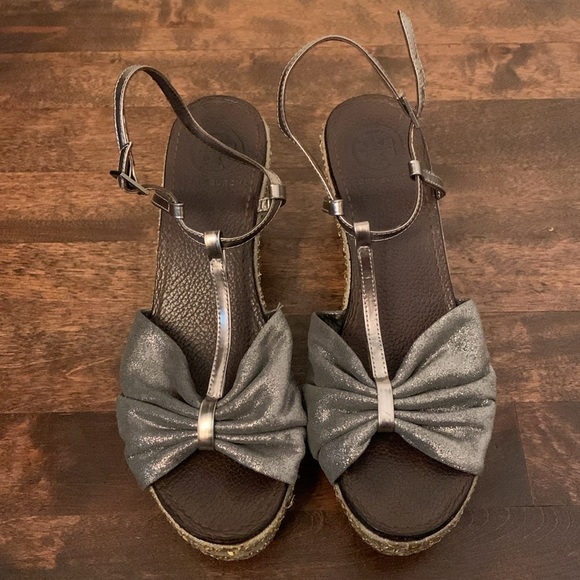 Tory Burch Sequin Wedge Heels Size 7 - Picture 2 of 8